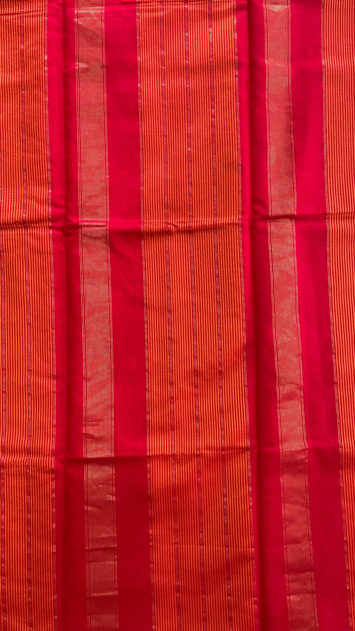 Handwoven Maheshwari Silk Cotton Saree with checks (RED & ORANGE)