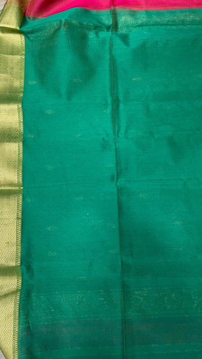 Handwoven Maheshwari Silk Cotton Saree with Buttas (DARK PINK)