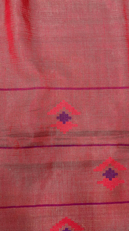 Premium Handwoven Soft Silk Jamdani Saree (SHIMMERING RED)