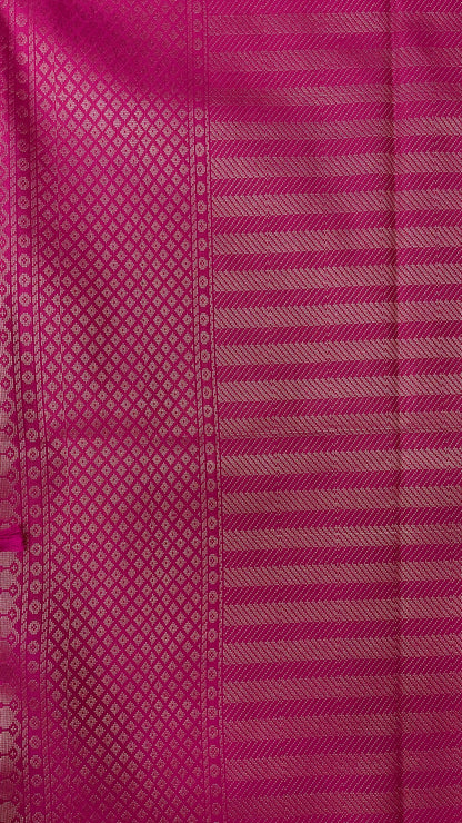 Kanchipuram Handwoven Semi Silk Saree with Zari all over (PURPLE & PINK)