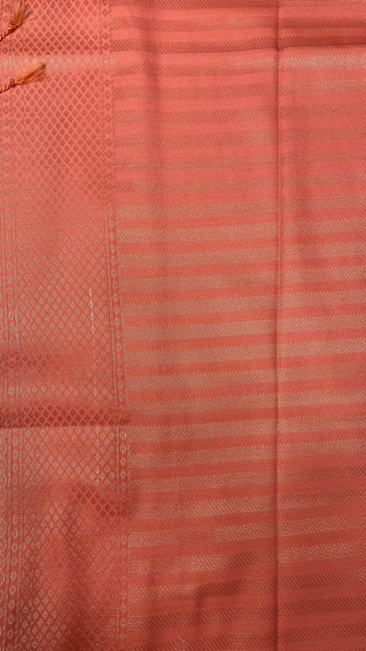 Kanchipuram Handwoven Semi Silk Saree with Zari all over (NAVY BLUE & PEACH)