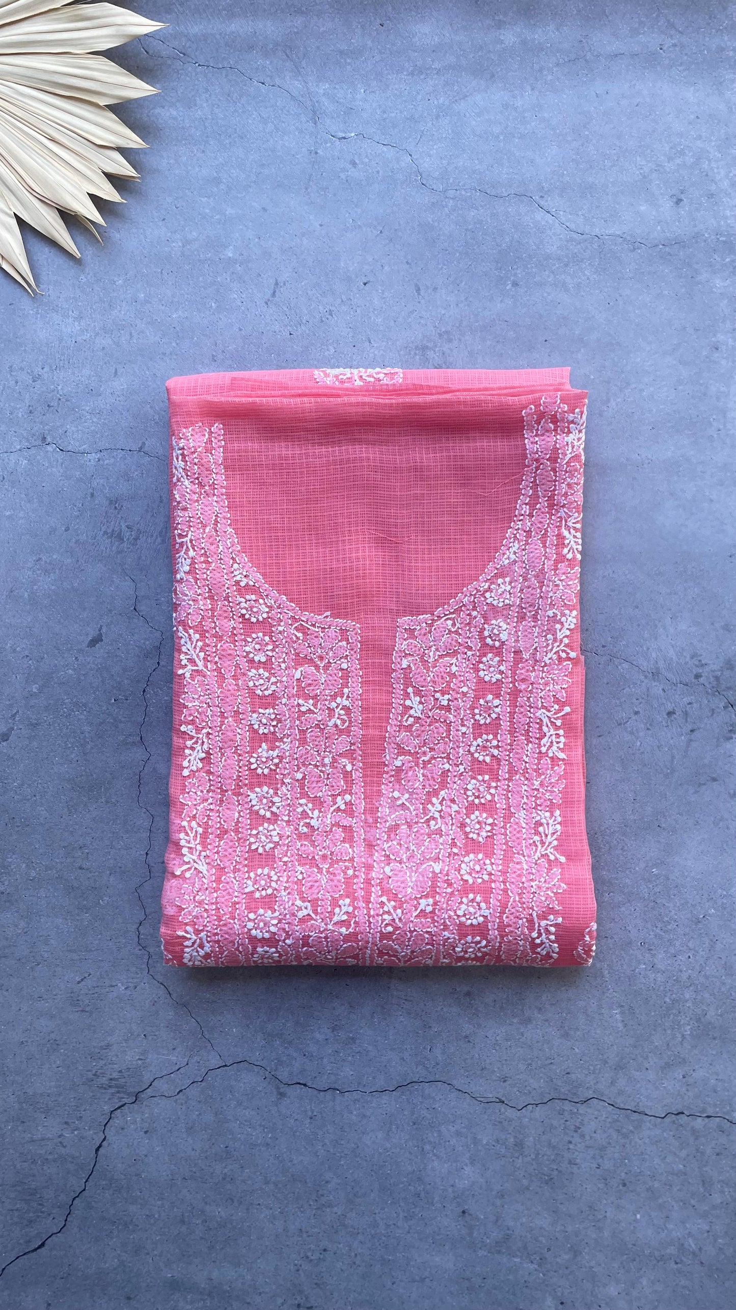 Lucknowi Hand Embroidery Kota Cotton Chikankari Salwar Suit (DARK PINK)