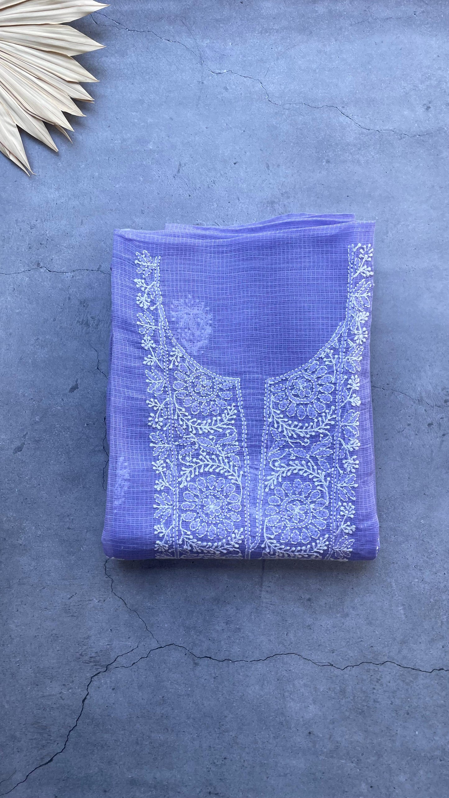 Lucknowi Hand Embroidery Kota Cotton Chikankari Salwar Suit (LAVENDER)