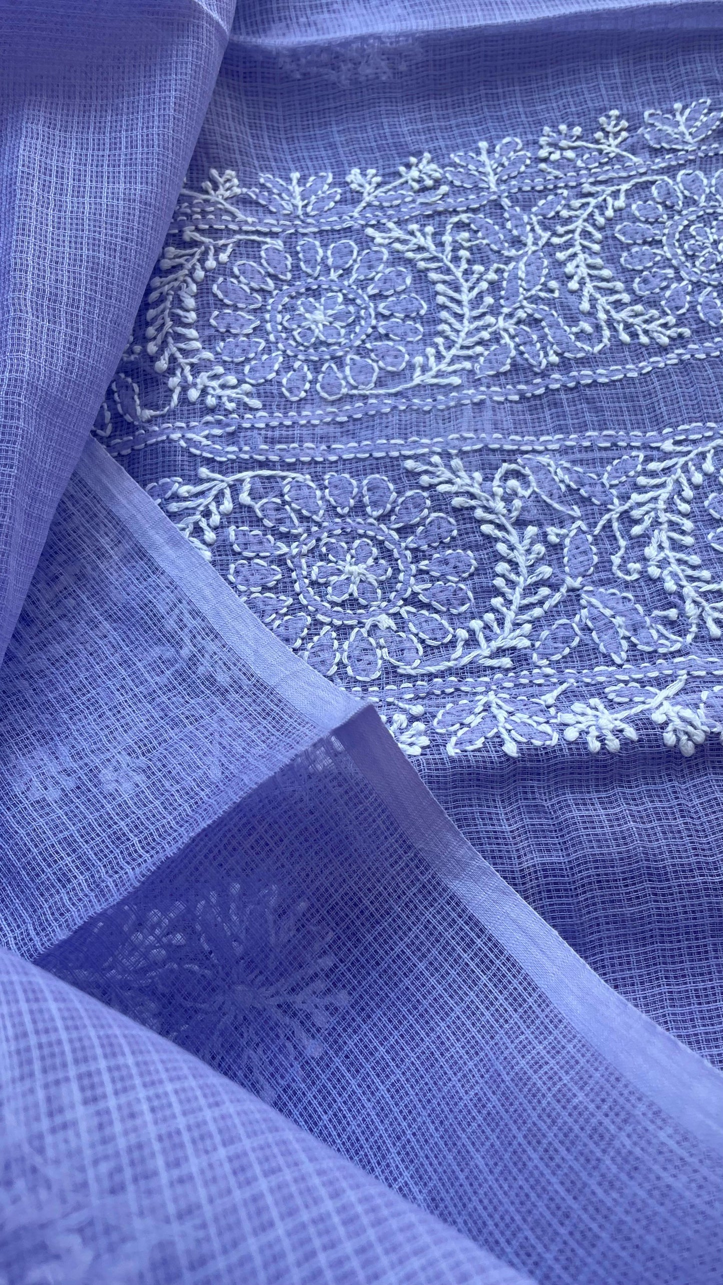 Lucknowi Hand Embroidery Kota Cotton Chikankari Salwar Suit (LAVENDER)