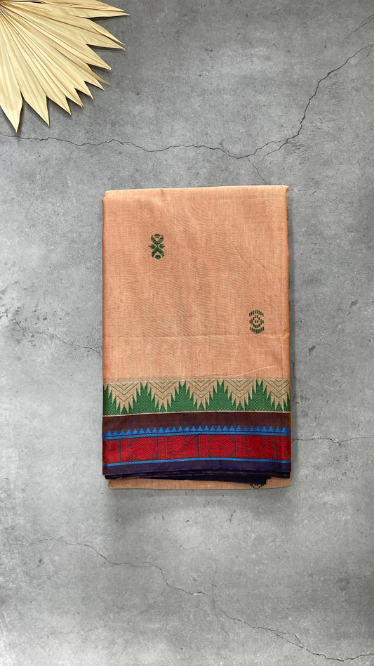 Pure Cotton soft Saree with all over Buttas (PEACH)