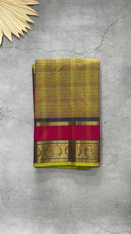 Soft Cotton Saree with Stripes (LIGHT GREEN)