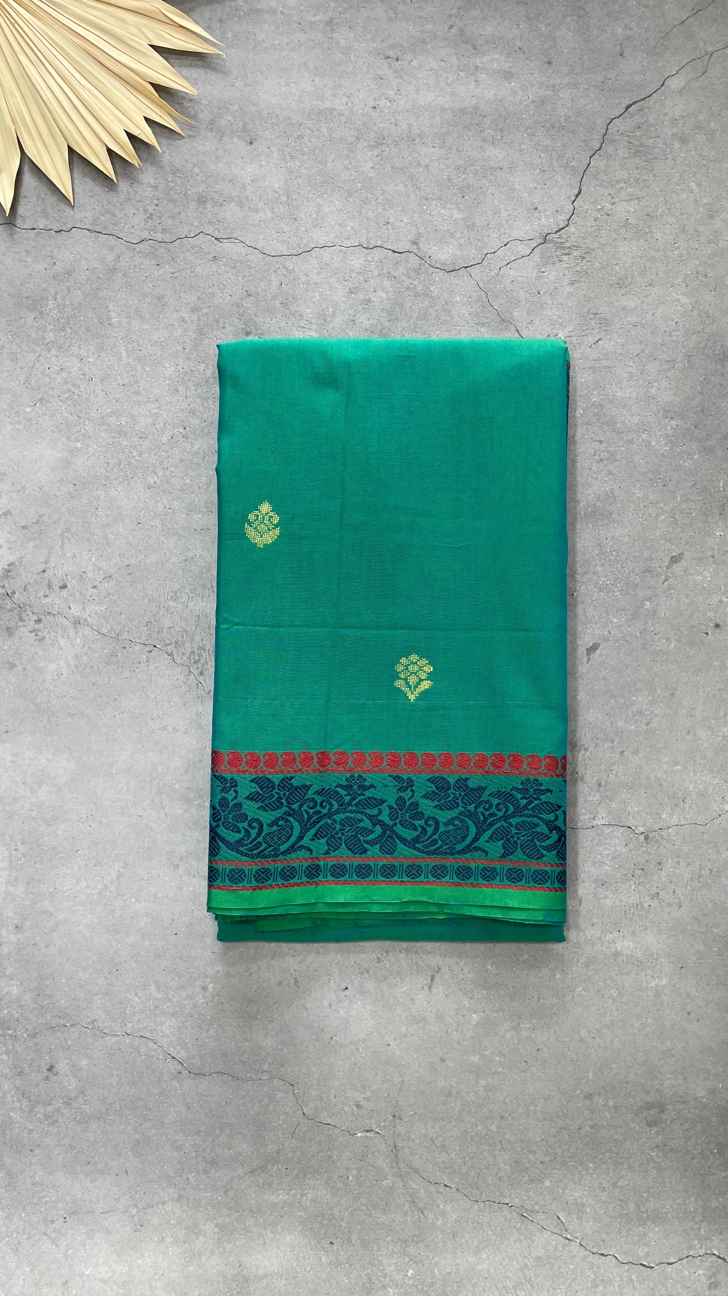 Soft Cotton Saree with Butta (GREEN)