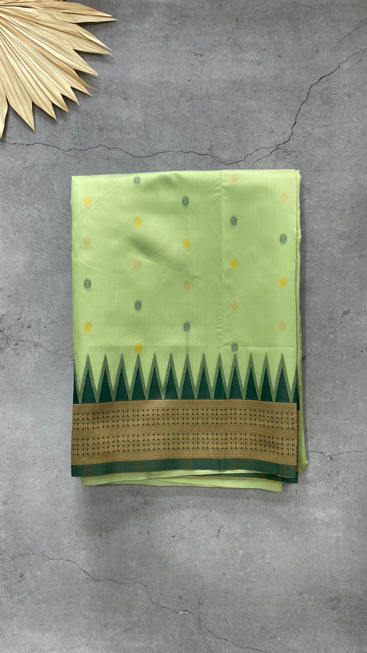 Semi Silk Saree with all over Buttas (PISTA GREEN)