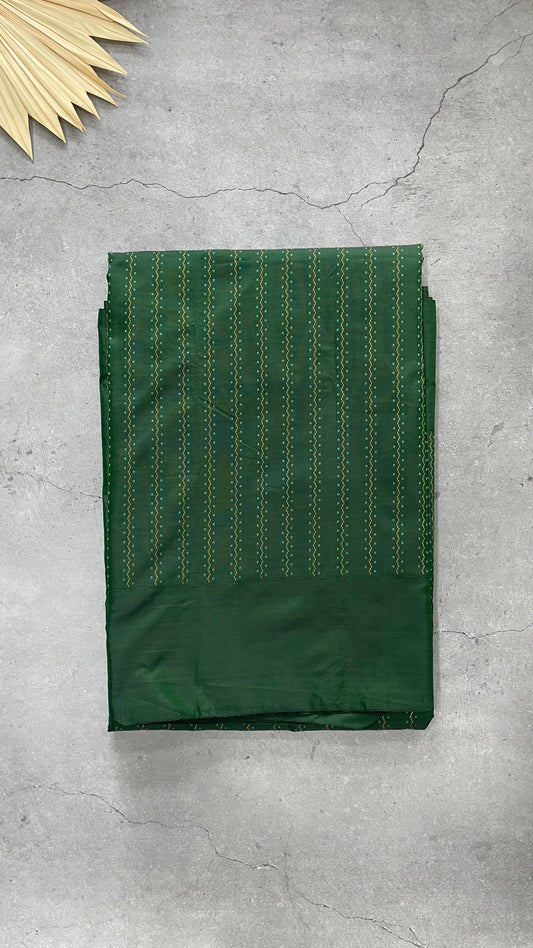 Semi Silk Saree with all over Zari Lines (DARK GREEN)