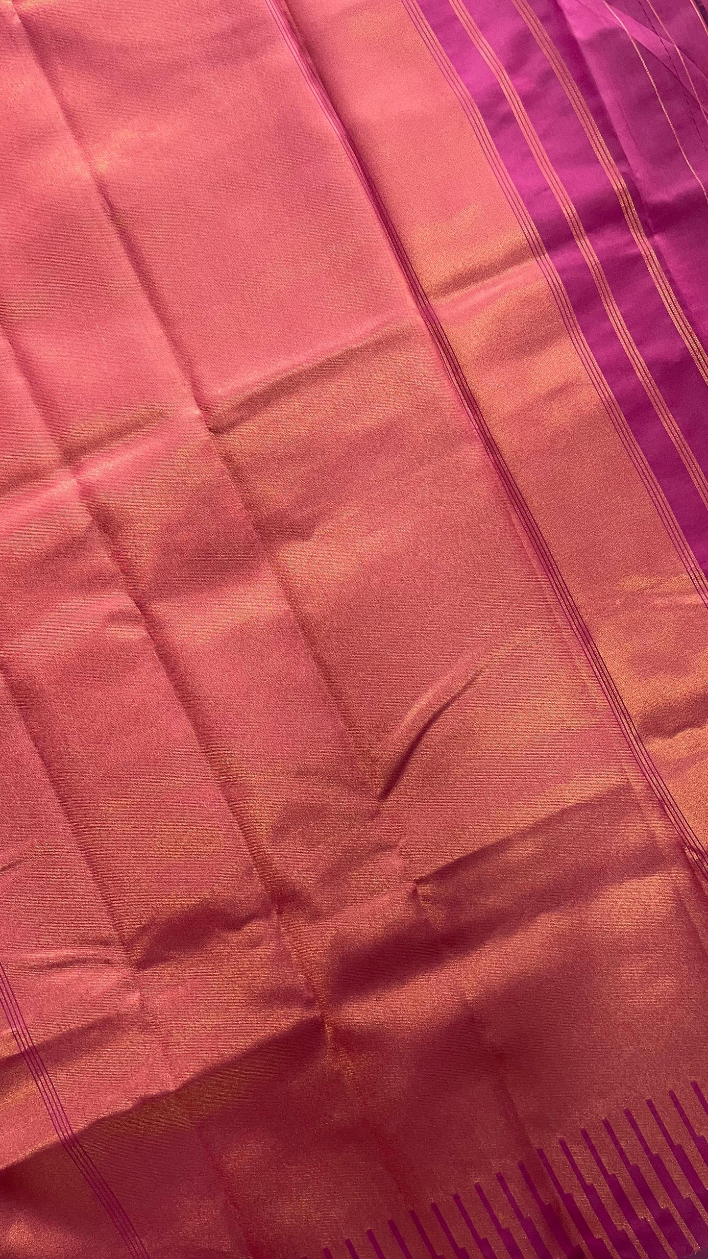 Semi Silk Saree with Modern Zari Border (DARK PINK)