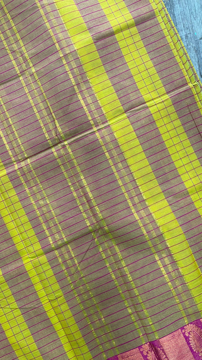 Soft Cotton Saree with Stripes (YELLOW & PINK)