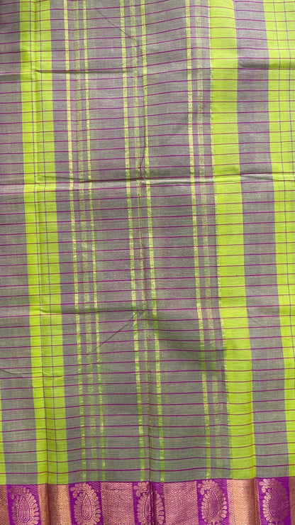 Soft Cotton Saree with Stripes (YELLOW & PINK)