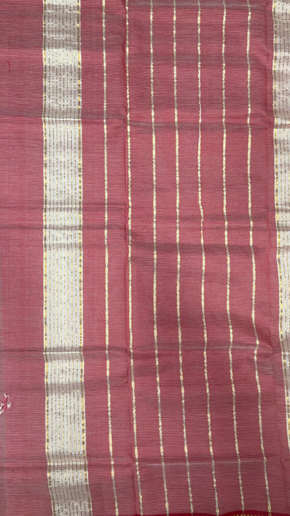 Handwoven Mangalagiri Semi Silk Cotton Saree (PALACE LIGHT PINK & DARK PINK)