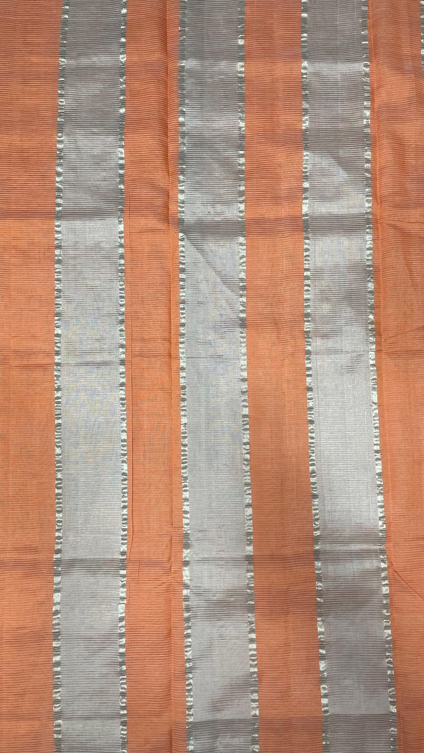 Handwoven Mangalagiri Semi Silk Cotton Saree (ENLIGHTEN BEIGE & ORANGE)