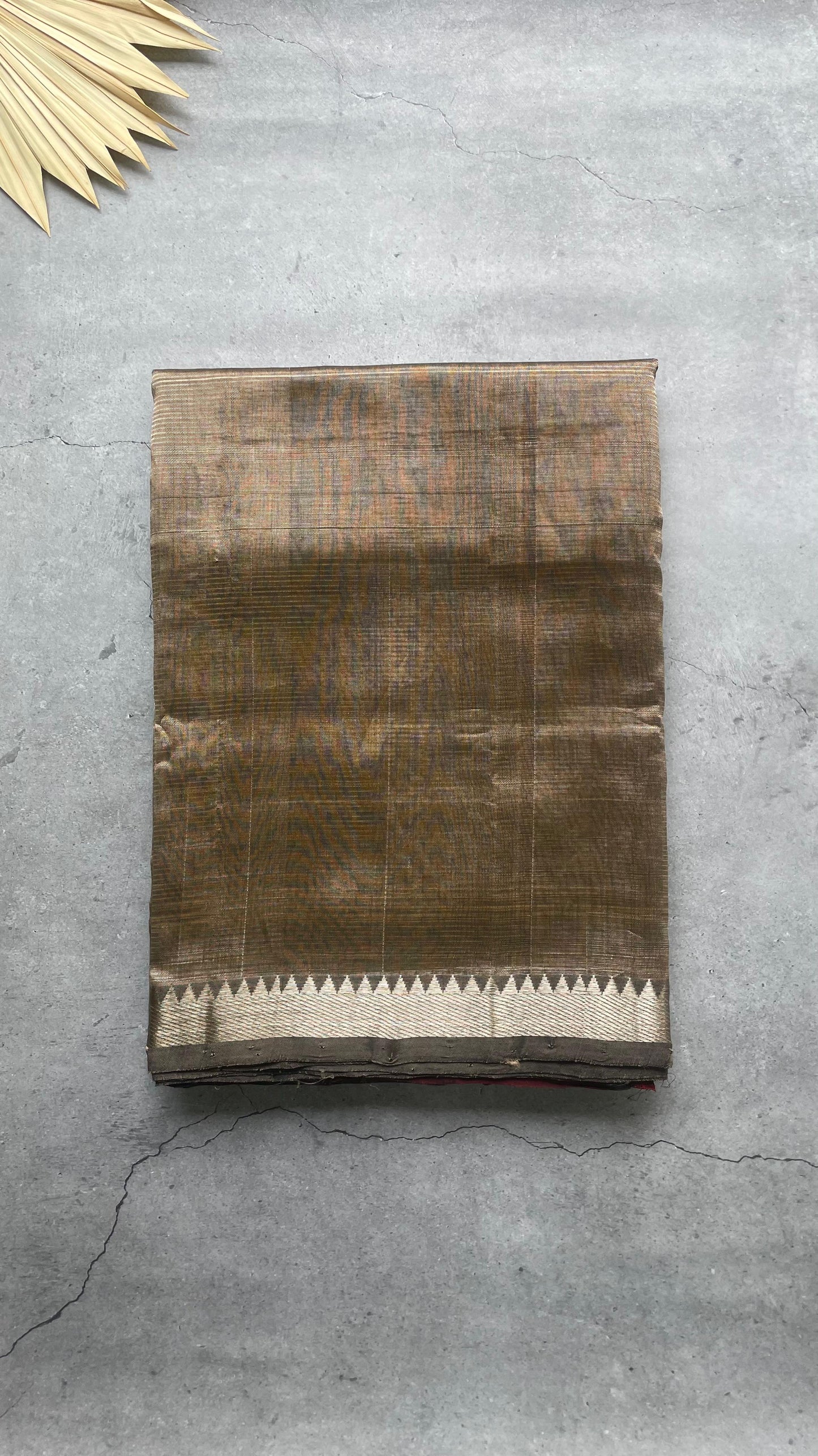 Handwoven Mangalagiri Semi Silk Cotton Saree (SANDSTONE BROWN & MAROON)