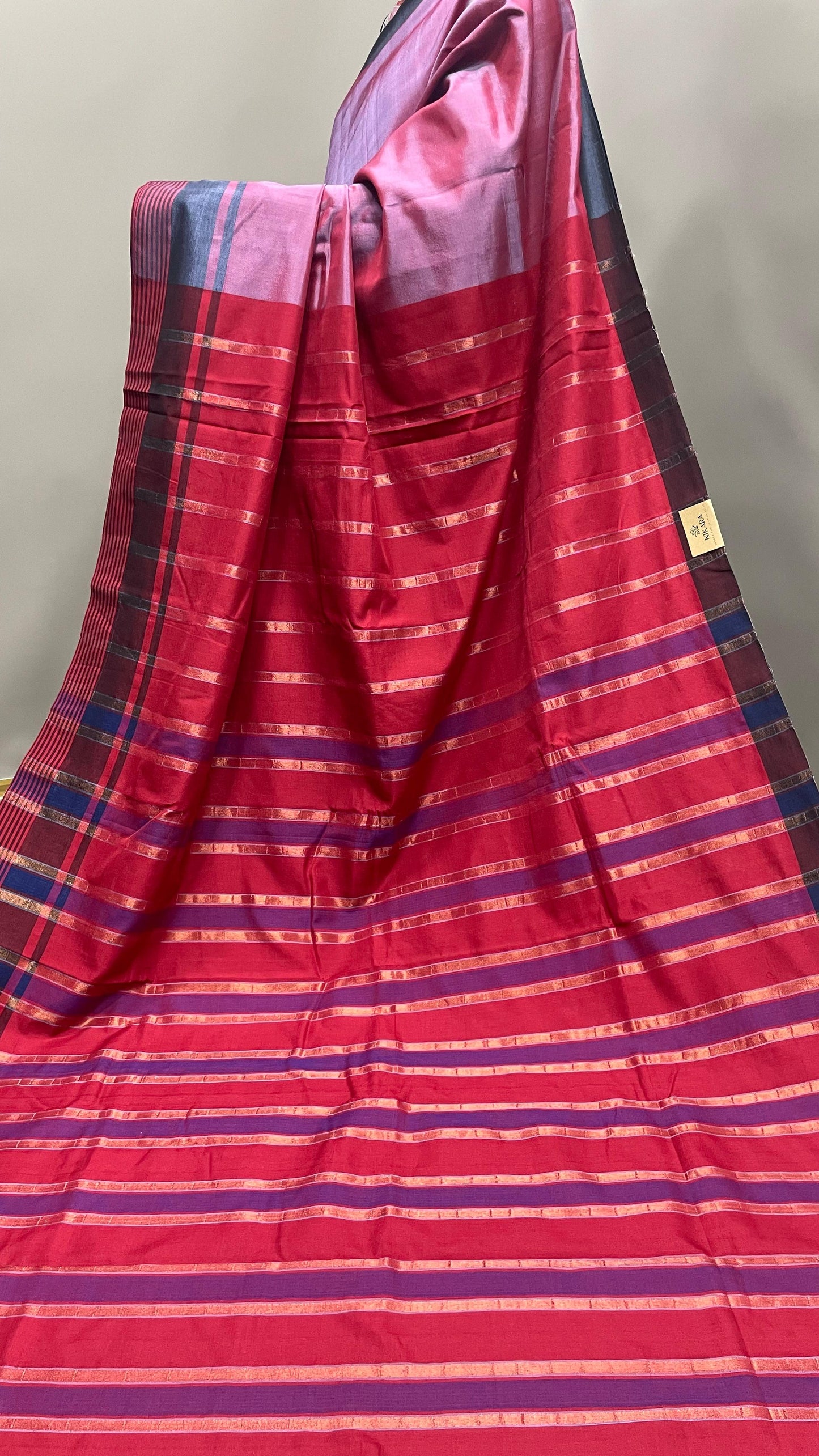 Premium Handwoven Soft Silk Saree with Zari Stripes (RED)