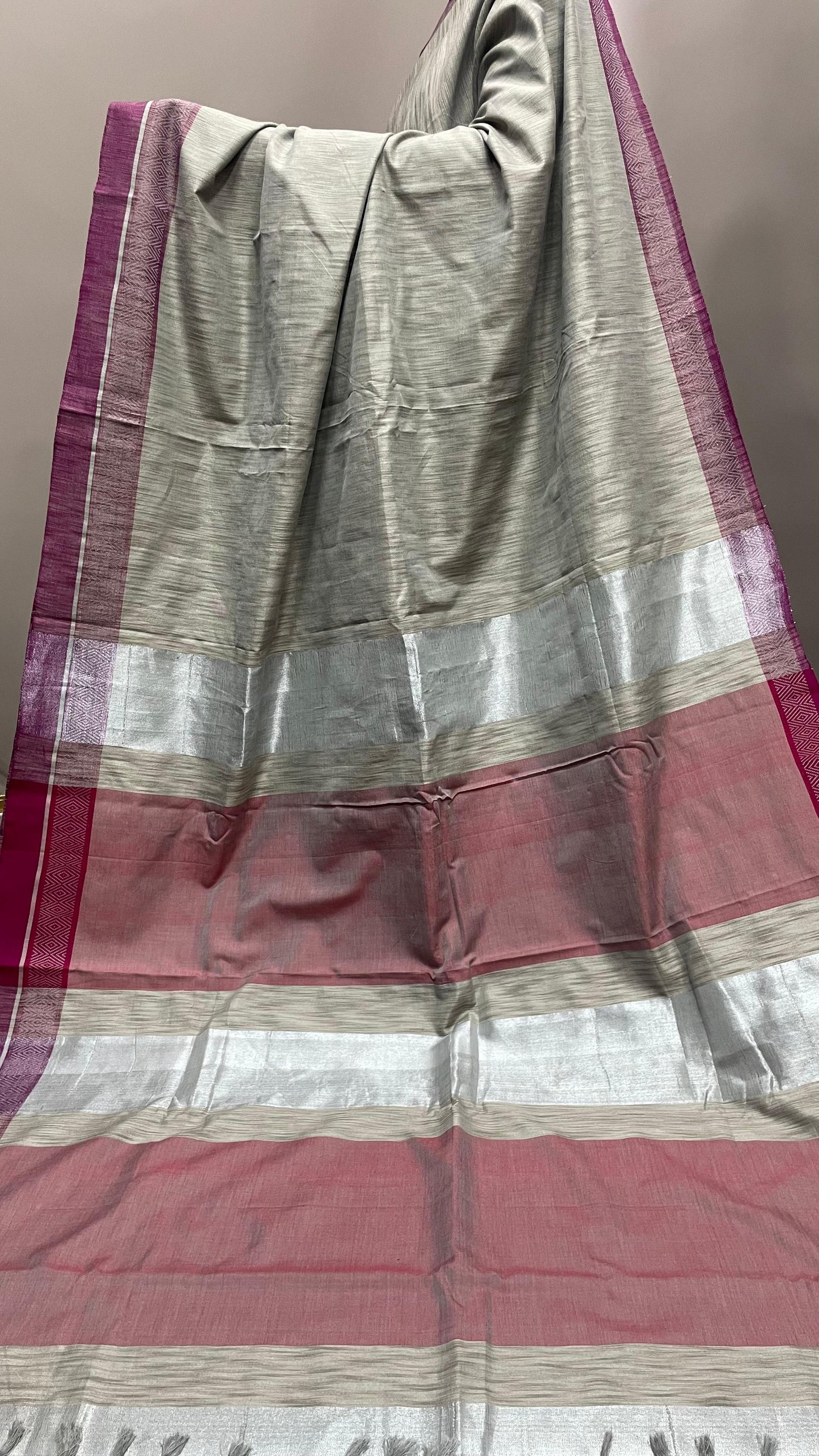 Premium Handwoven Soft Silk Saree with Tissue Zari (LIGHT MAROON)