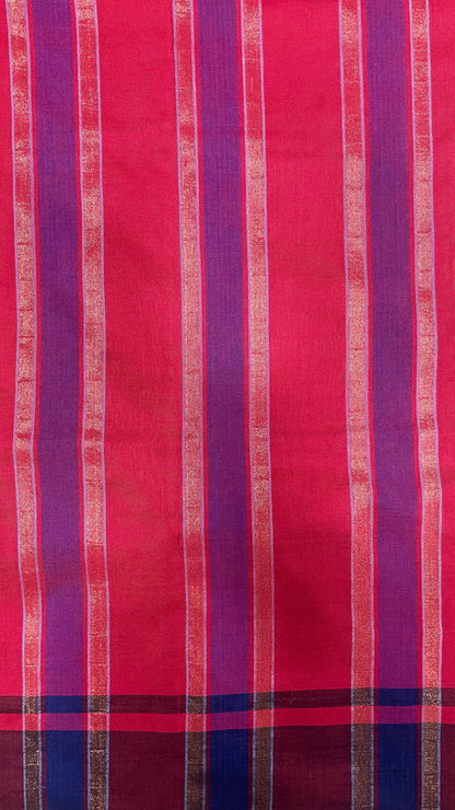 Premium Handwoven Soft Silk Saree with Zari Stripes (RED)