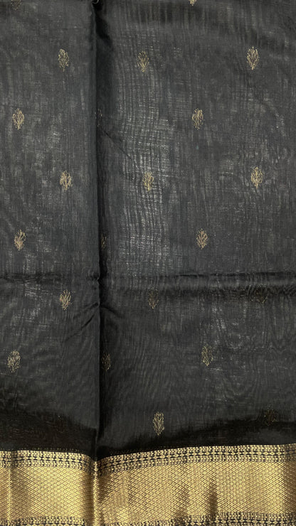 Handwoven Maheshwari Silk Cotton Saree with Buttas (COPPER)