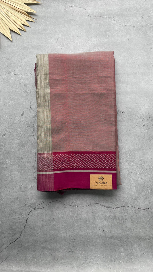 Premium Handwoven Soft Silk Saree with Tissue Zari (LIGHT MAROON)