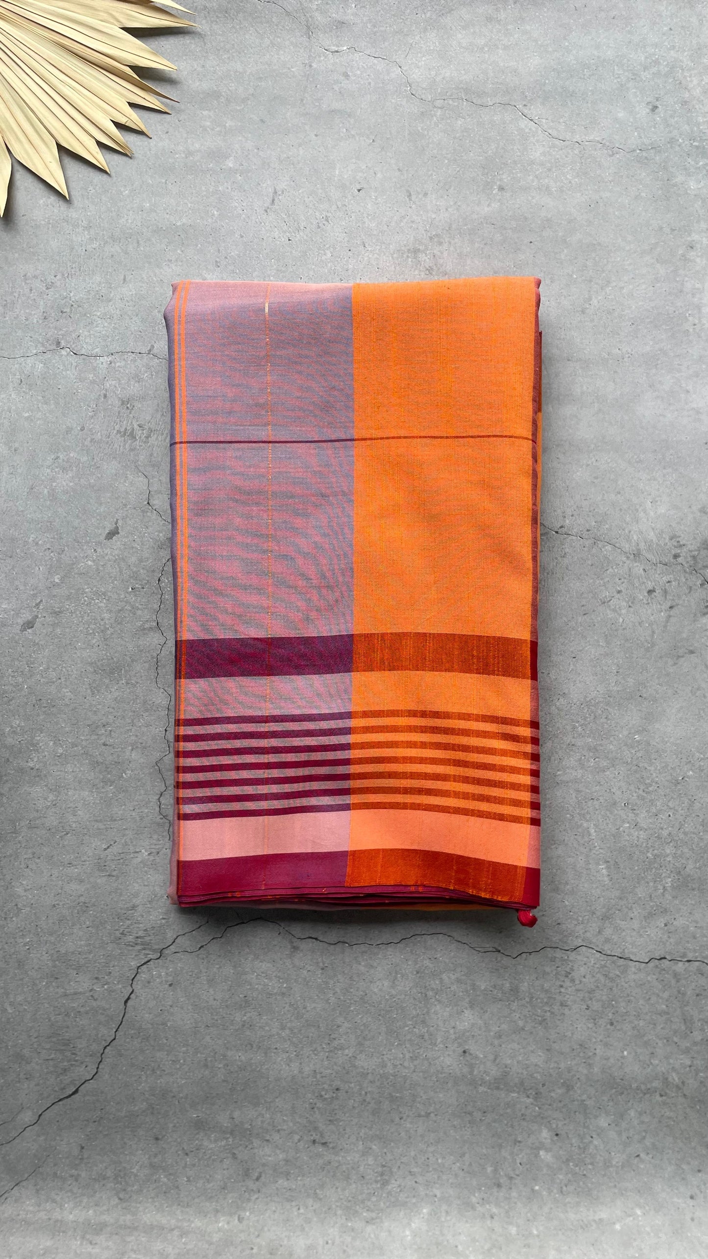 Premium Handwoven Soft Silk Jamdani Saree (PURPLE & ORANGE)