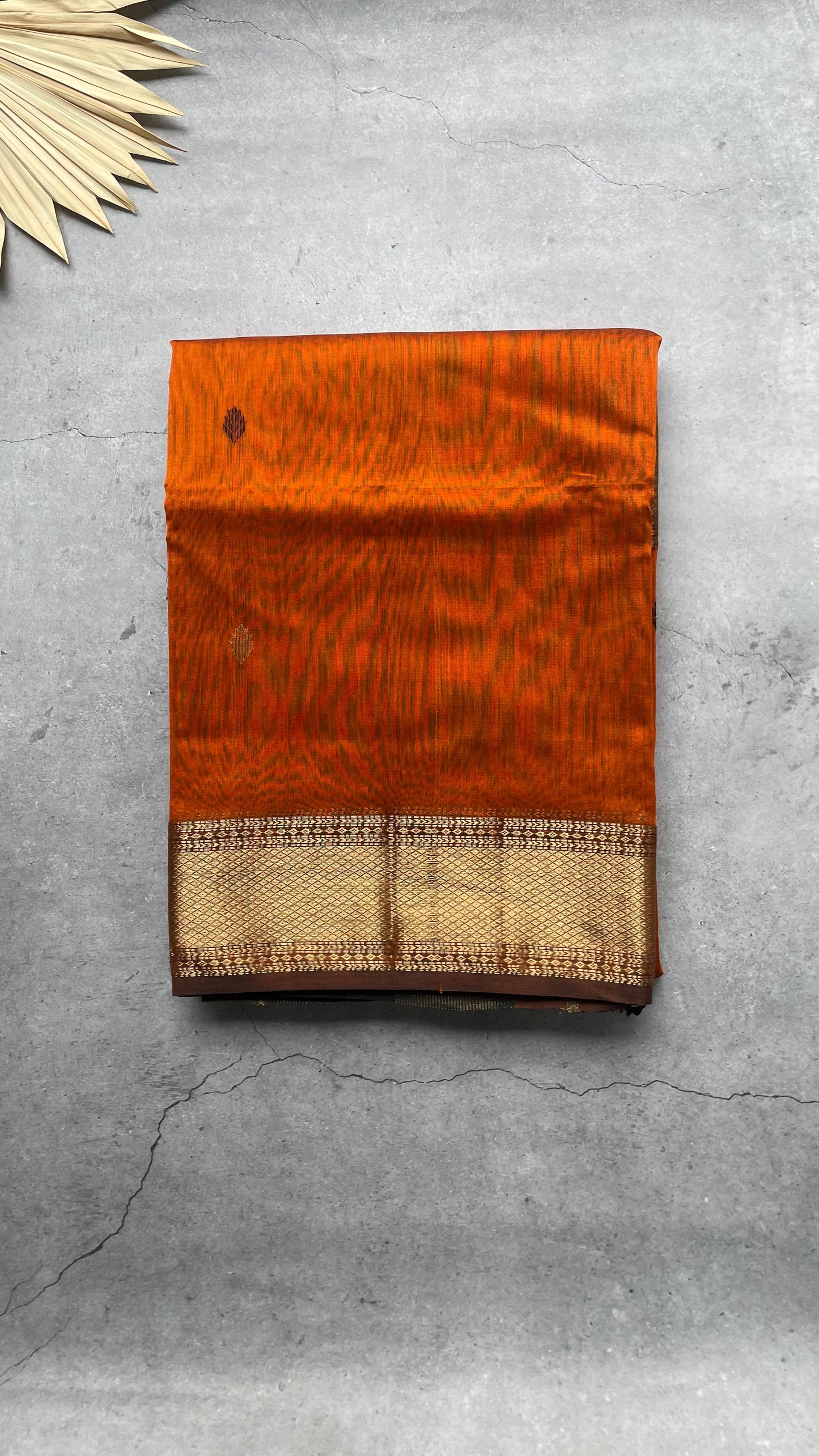 Handwoven Maheshwari Silk Cotton Saree with Butti (COPPER)