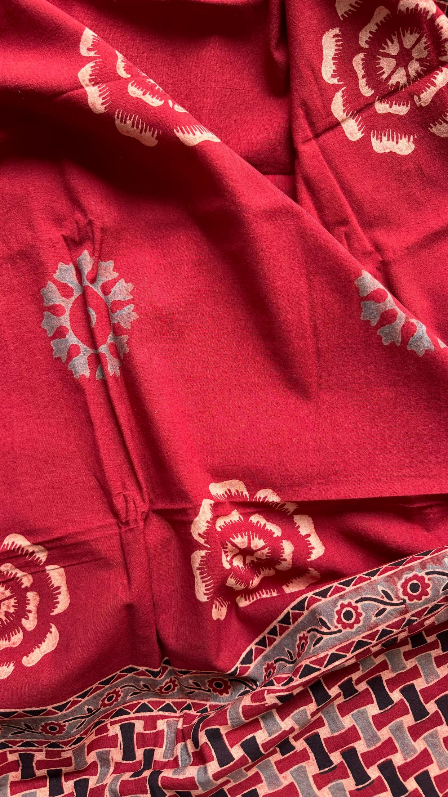 Pure Ajrakh Print Cotton Salwar Suit (RED)