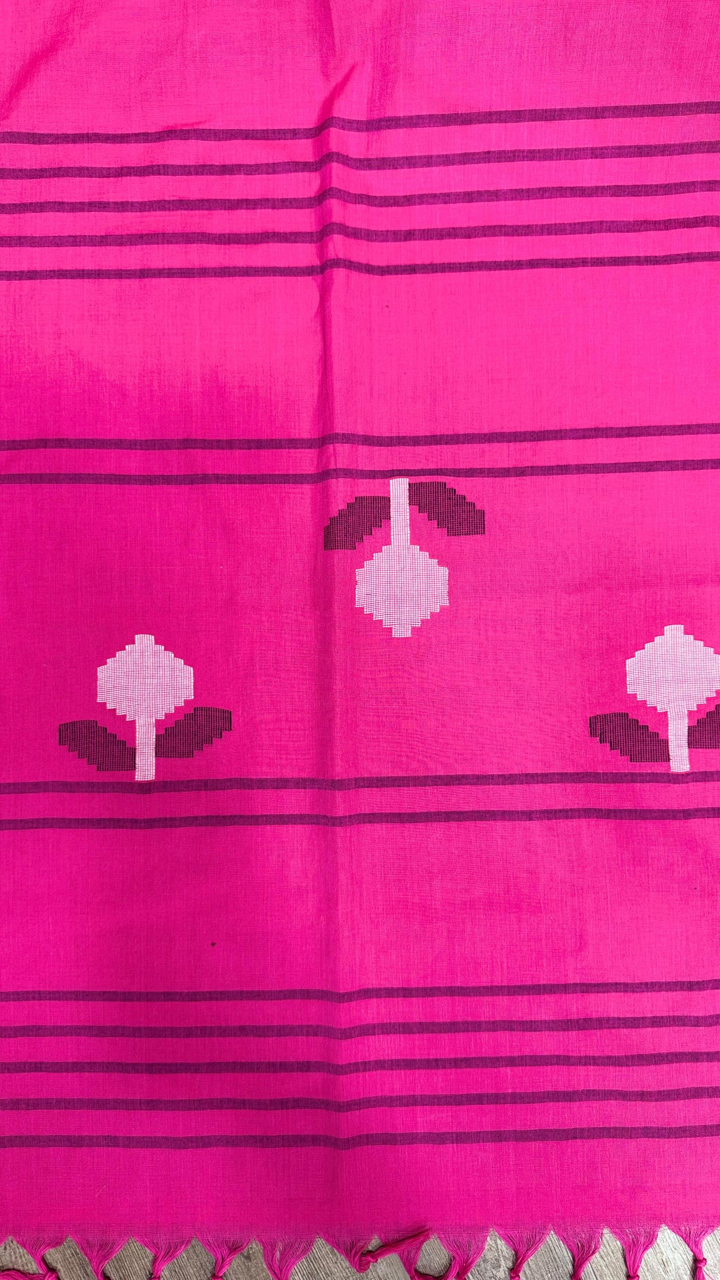 Premium Handwoven Cotton Jamdani Saree (PINK)