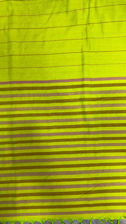 Premium Handwoven Soft Silk Saree with Ganga-Jamuna Border (LIGHT GREEN)