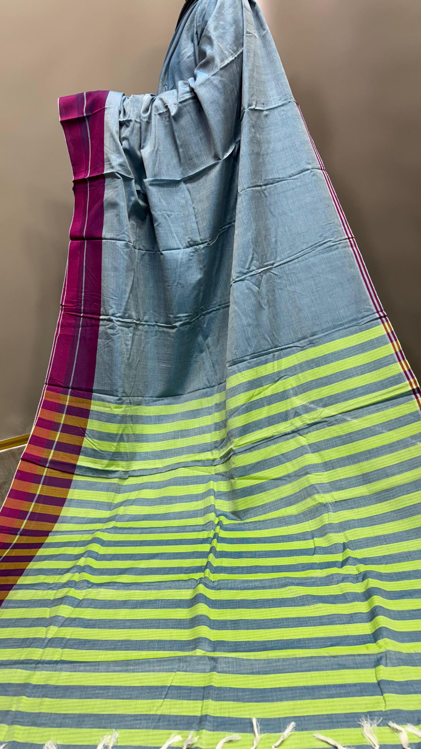 Premium Handwoven Soft Silk Saree (BLUE & GREEN)