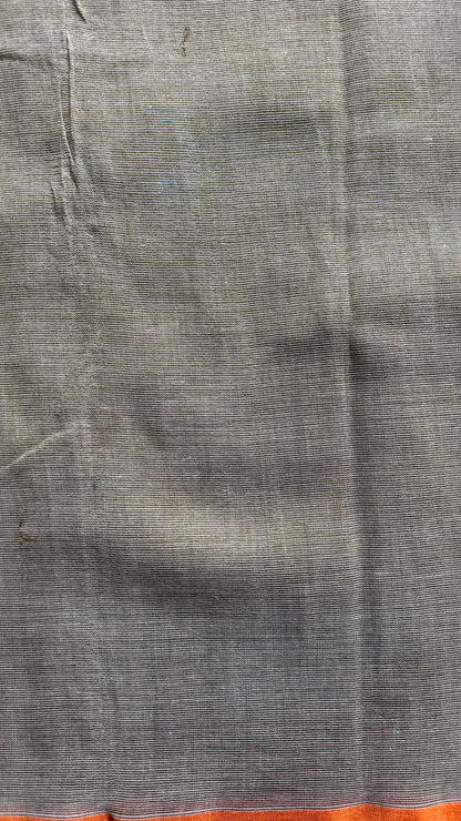 Soft Linen Cotton saree with Contrast Ganga-Jamuna Border (GREY)
