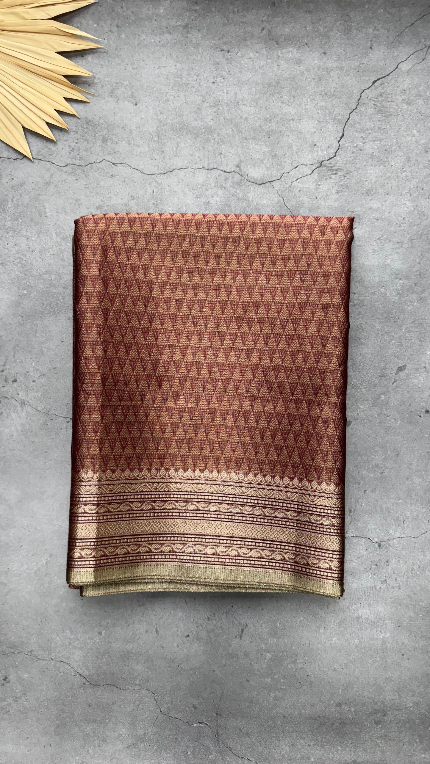 Kota Silk Cotton Saree with Geometric Jacquard Zari Weave All Over (WINE RED)