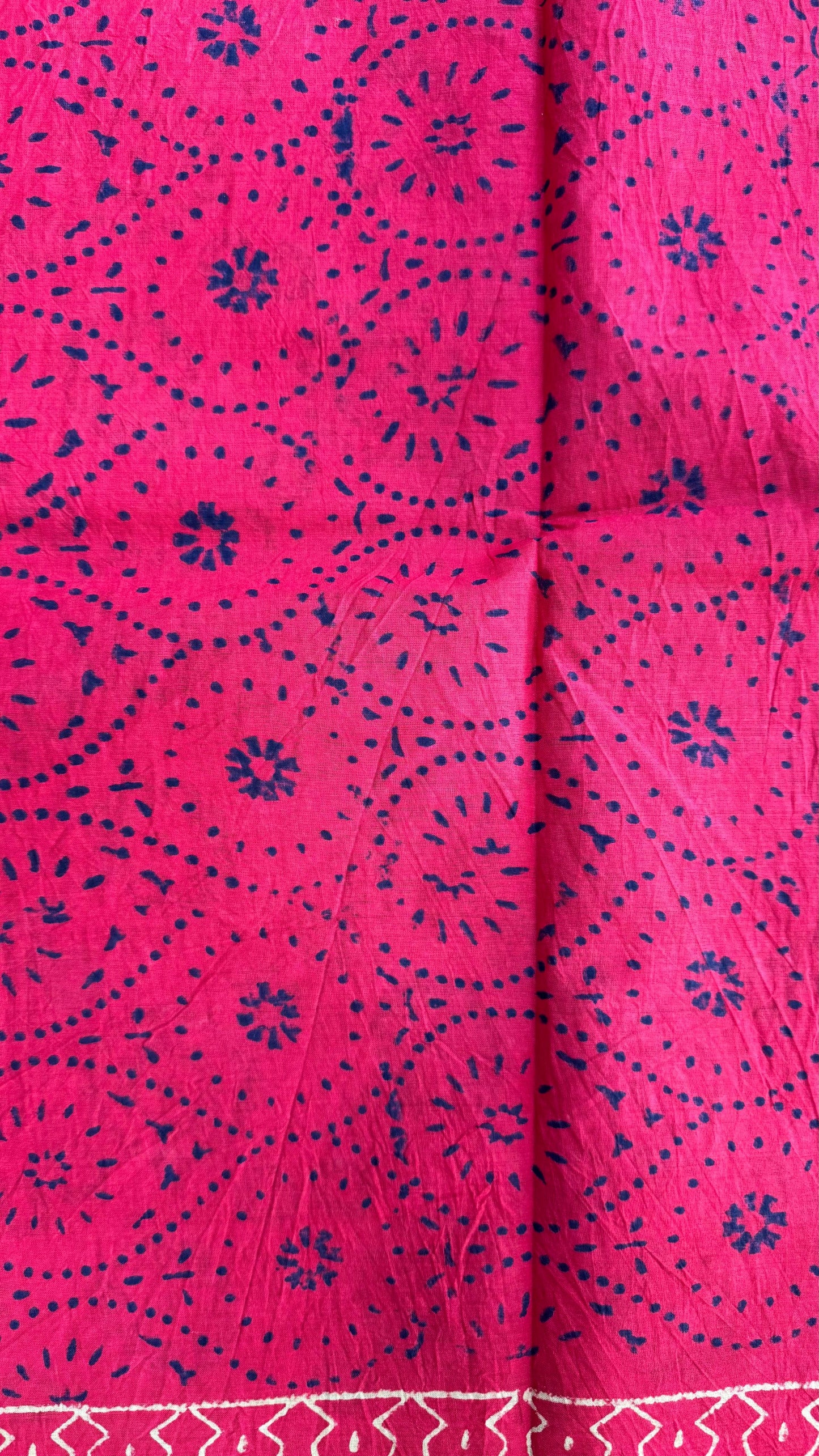 Soft Handblock Printed  Cotton Saree (RED)