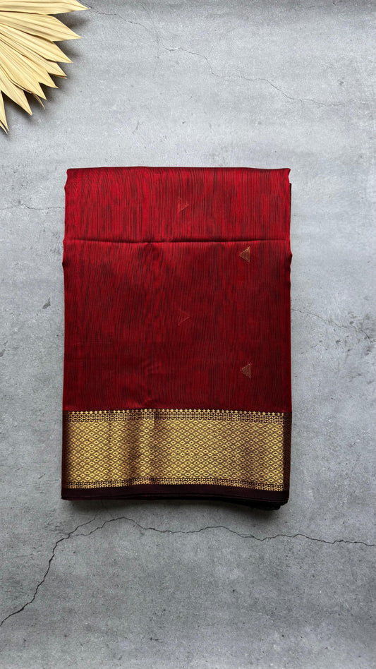 Handwoven Maheshwari Silk Cotton Saree with Buttas (MAROON)