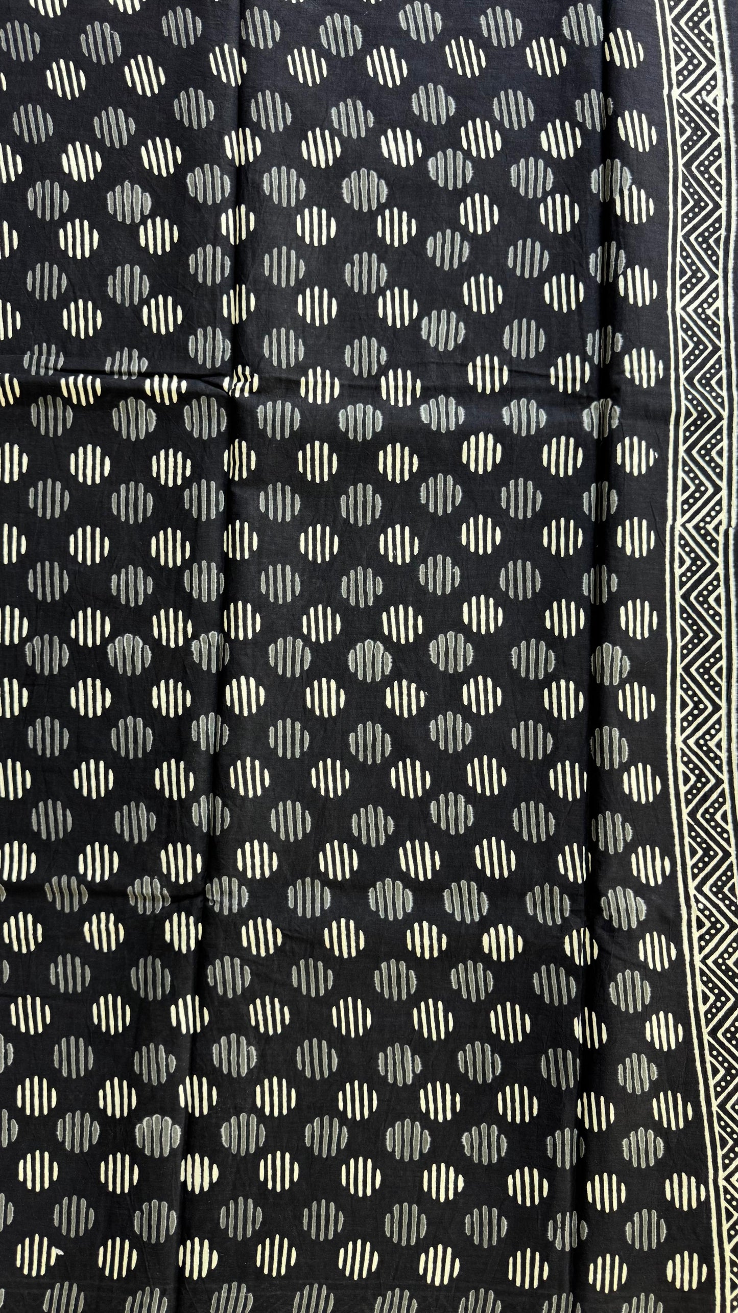 Soft Handblock Printed  Cotton Saree (BLACK)