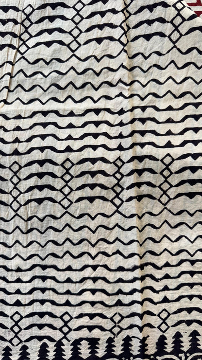 Soft Handblock Printed  Cotton Saree (OFF WHITE & MAROON)