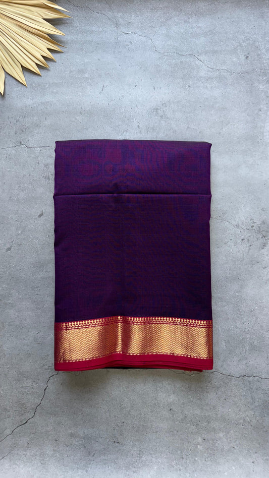 Handwoven Maheshwari Silk Cotton Saree (DARK PURPLE)