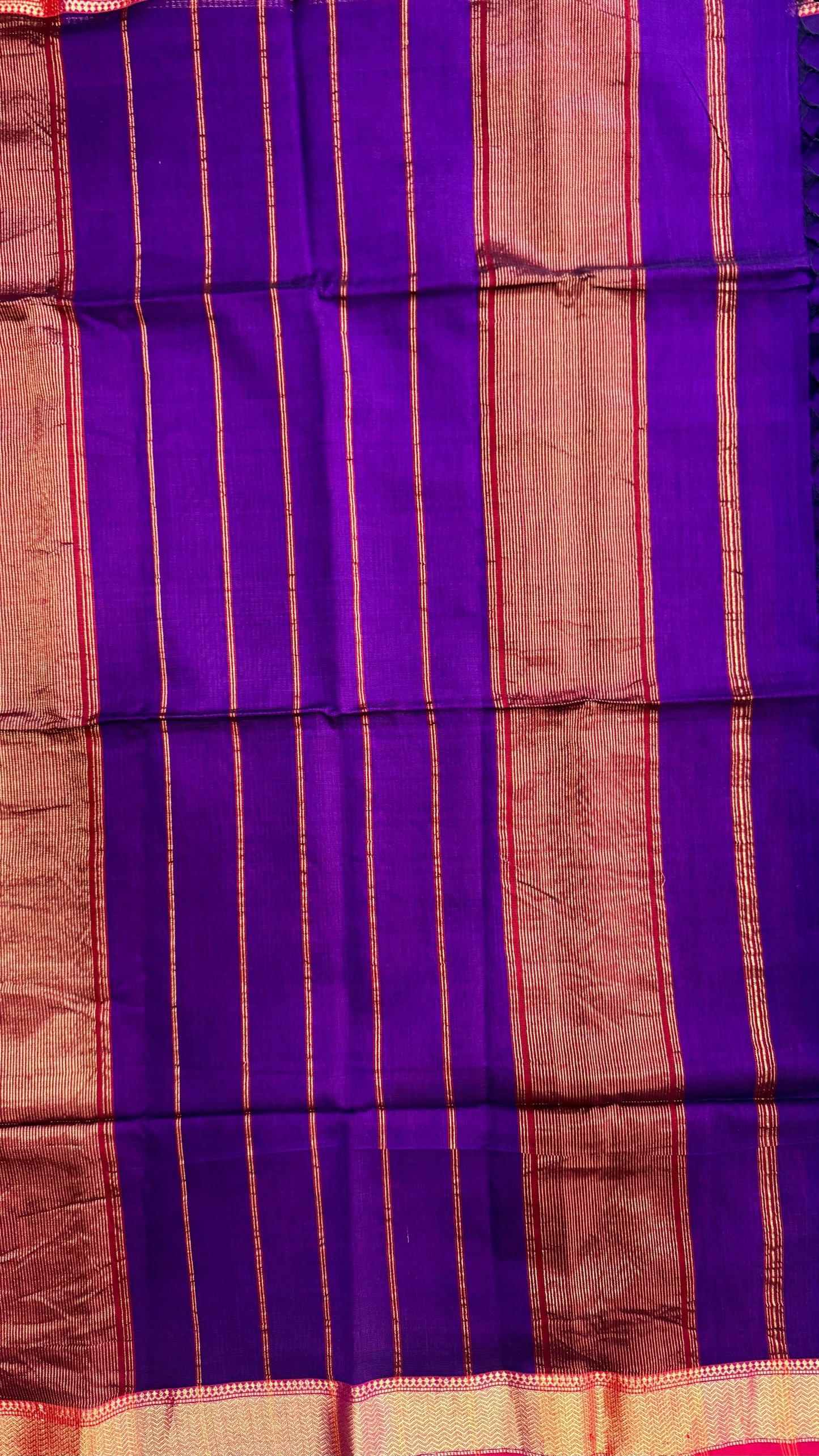 Handwoven Maheshwari Silk Cotton Saree (DARK PURPLE)