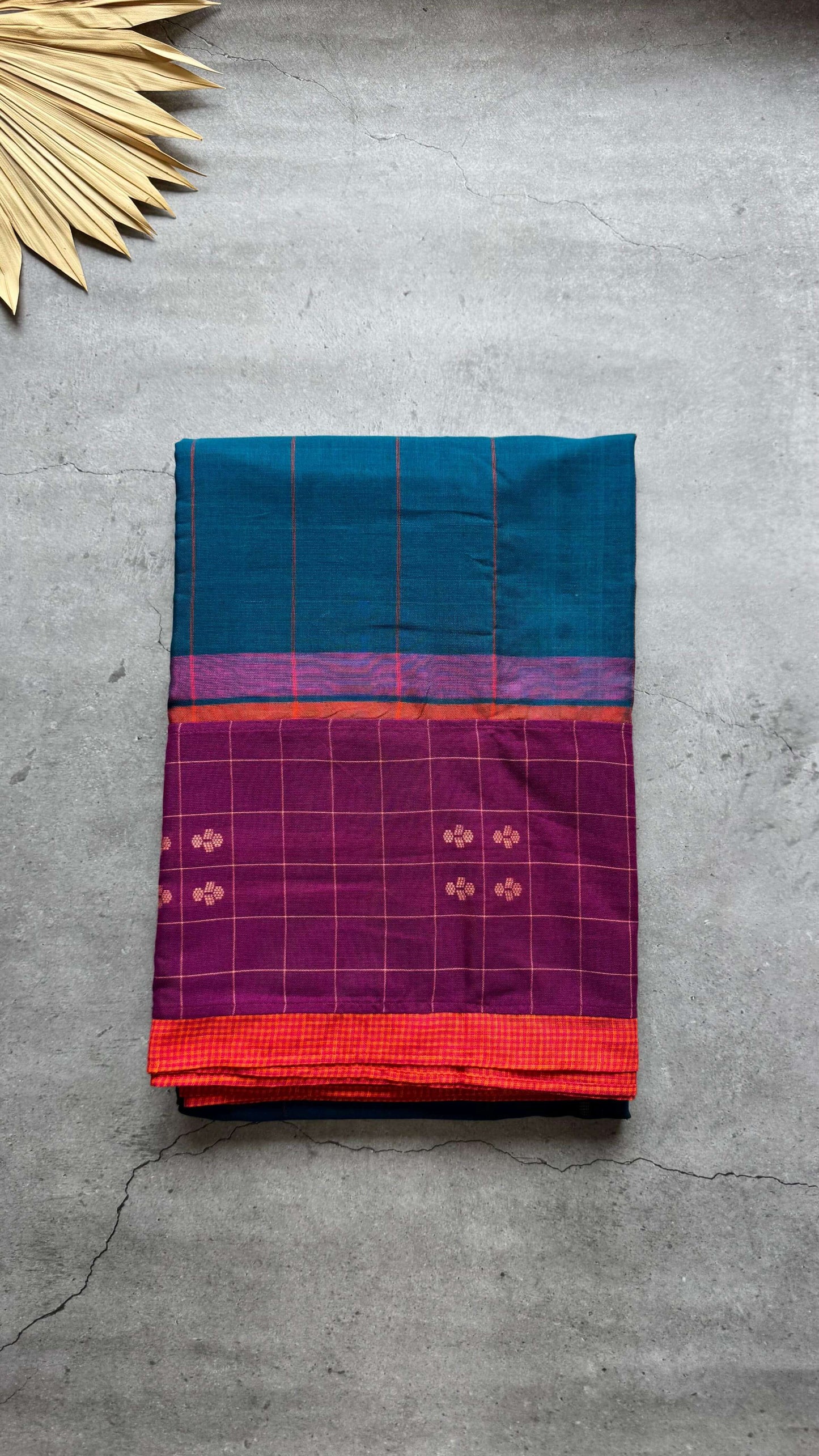 Premium Handwoven Soft Cotton Jamdani Saree (Navy Blue)