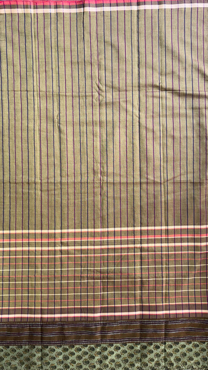 Premium Handwoven Soft Cotton Jamdani Saree (BROWN)