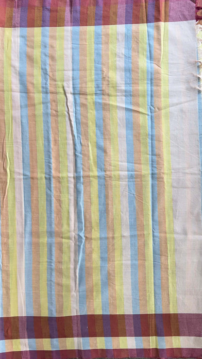 Premium Handwoven Soft Cotton Saree (MULTICOLOUR)