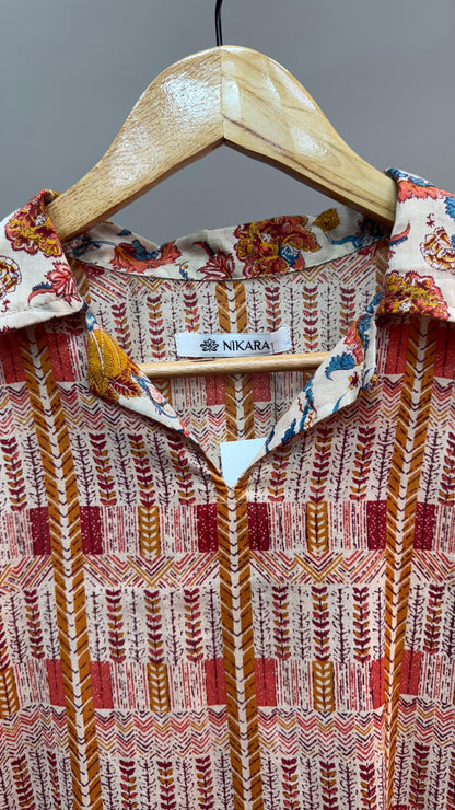 Abstract Print Mulmul Kurti (MULTICOLOUR)