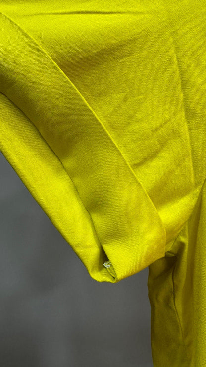 Collared Boxy Fit Solid Shirt for Women (ELECTRIC YELLOW)