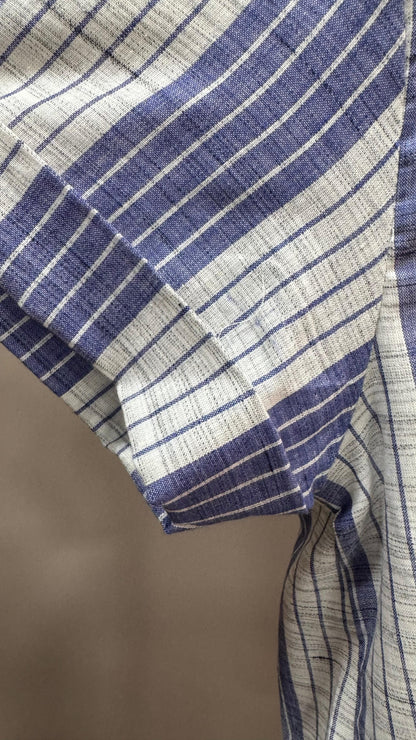 Collared Boxy Fit Stripe Shirt for Women (BLUE & WHITE)