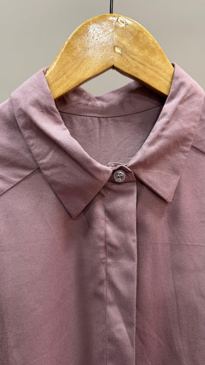 Collared Boxy Fit Solid Shirt for Women(ROSE GOLD)