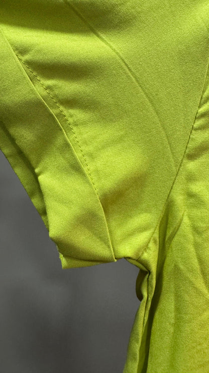 Collared Boxy Fit Solid Shirt for Women (ELECTRIC LIME)