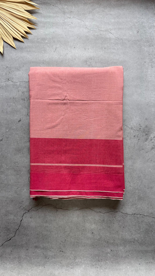 Premium Handwoven Soft Cotton Saree (LEMONADE PINK)