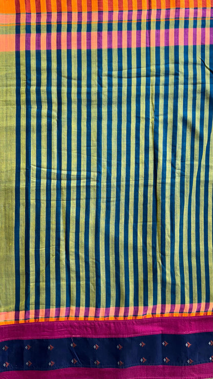 Premium Handwoven Soft Silk Cotton Jamdani Saree (BALI GREEN)