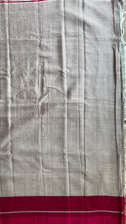 Premium Handwoven Soft Silk Cotton Saree (DOLPHIN GREY)