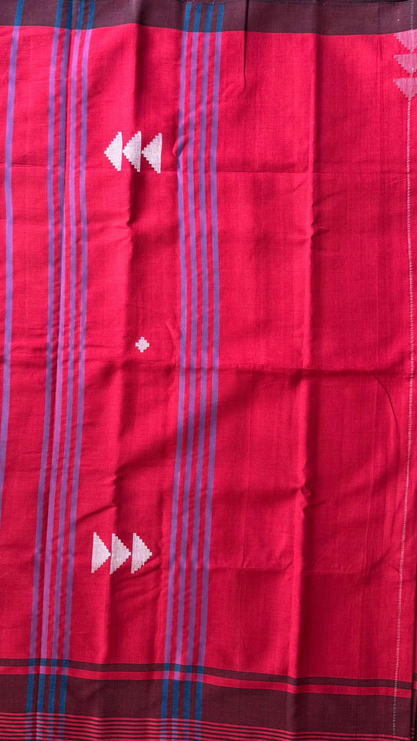 Premium Handwoven Soft Cotton Jamdani Saree (BEETROOT PINK)